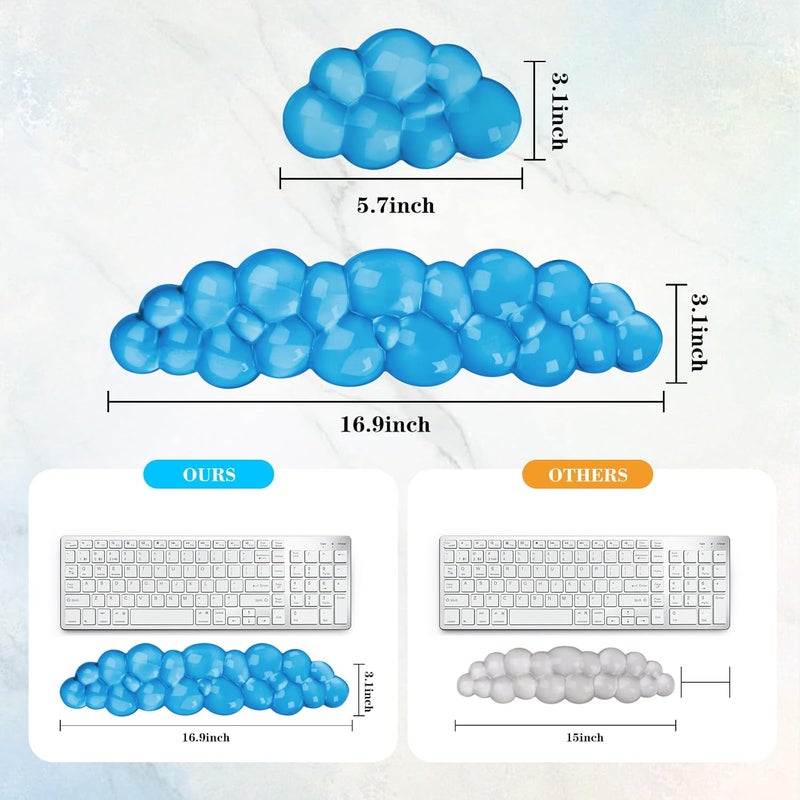 KEPUTAIER Gel Cloud Keyboard and Mouse Wrist Rest, Cute Wrist Support and Arm Support Keyboard Rest for Keyboard and Mouse Typing Pain Relief，Suitable for Office/Computer/Laptop/Gaming (Blue) - Image 5